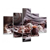 Glas schilderij Koffie | Bruin, Wit | 100x70cm 5Luik