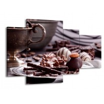 Glas schilderij Koffie | Bruin, Wit | 120x75cm 4Luik