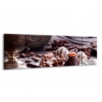 Glas schilderij Koffie | Bruin, Wit | 170x50cm 3Luik