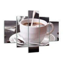 Glas schilderij Koffie | Wit, Bruin | 100x70cm 5Luik