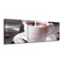 Glas schilderij Koffie | Wit, Bruin | 120x40cm 3Luik