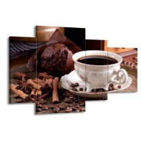 Glas schilderij Koffie | Wit, Bruin | 120x75cm 4Luik