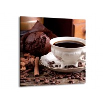 Canvas schilderij Koffie | Wit, Bruin | 70x70cm 1Luik