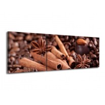 Glas schilderij Koffie | Wit, Bruin | 150x50cm 3Luik