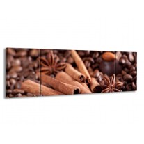 Glas schilderij Koffie | Wit, Bruin | 170x50cm 3Luik