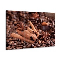 Glas schilderij Koffie | Wit, Bruin | 90x60cm 3Luik