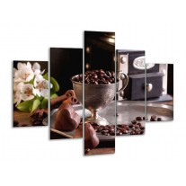 Glas schilderij Koffie | Wit, Bruin | 100x70cm 5Luik