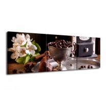Glas schilderij Koffie | Wit, Bruin | 120x40cm 3Luik