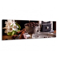 Glas schilderij Koffie | Wit, Bruin | 170x50cm 3Luik