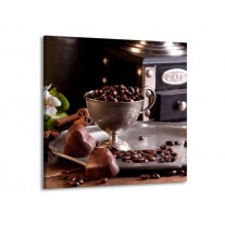 Canvas schilderij Koffie | Wit, Bruin | 70x70cm 1Luik
