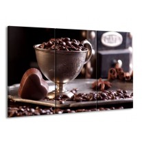 Glas schilderij Koffie | Wit, Bruin | 165x100cm 3Luik