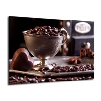 Glas schilderij Koffie | Wit, Bruin | 70x50cm 1Luik