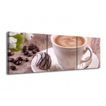Glas schilderij Koffie | Wit, Bruin | 150x50cm 3Luik