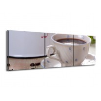 Glas schilderij Koffie | Wit, Bruin | 150x50cm 3Luik