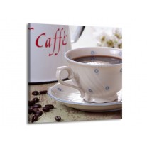 Canvas schilderij Koffie | Wit, Bruin | 70x70cm 1Luik