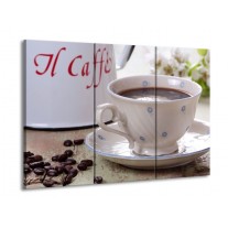 Glas schilderij Koffie | Wit, Bruin | 90x60cm 3Luik