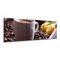 Glas schilderij Koffie | Wit, Bruin | 120x40cm 3Luik