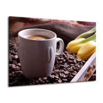Glas schilderij Koffie | Wit, Bruin | 70x50cm 1Luik