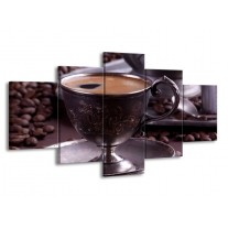 Glas schilderij Koffie | Wit, Bruin | 150x80cm 5Luik