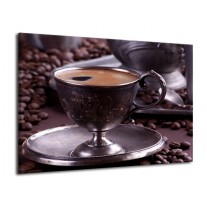 Glas schilderij Koffie | Wit, Bruin | 70x50cm 1Luik