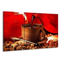 Glas schilderij Koffie | Wit, Bruin, Rood | 165x100cm 3Luik