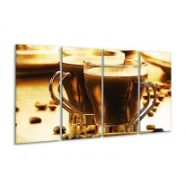 Glas schilderij Koffie | Bruin, Geel | 160x80cm 4Luik