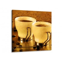 Glas schilderij Koffie | Bruin, Geel | 50x50cm 1Luik