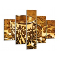 Glas schilderij Koffie | Bruin, Geel | 100x70cm 5Luik
