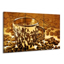 Canvas schilderij Koffie | Bruin, Geel | 165x100cm 3Luik