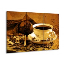 Canvas schilderij Koffie | Bruin, Geel | 90x60cm 3Luik