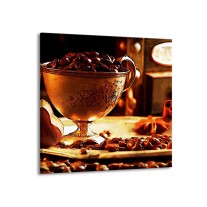 Glas schilderij Koffie | Bruin, Geel | 50x50cm 1Luik