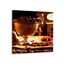 Canvas schilderij Koffie | Bruin, Geel | 70x70cm 1Luik