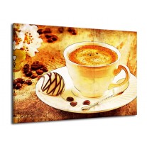Canvas schilderij Koffie | Bruin, Geel | 70x50cm 1Luik