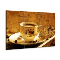 Glas schilderij Keuken | Bruin, Geel | 90x60cm 3Luik