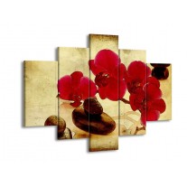 Glas schilderij Orchidee | Rood, Bruin, Geel | 150x105cm 5Luik