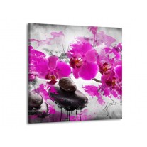 Glas schilderij Orchidee | Roze, Grijs, Wit | 70x70cm 1Luik