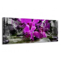 Glas schilderij Orchidee | Paars, Grijs, Wit | 145x58cm 1Luik