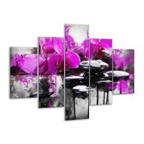 Glas schilderij Orchidee | Paars, Grijs, Wit | 100x70cm 5Luik