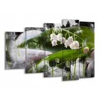 Canvas schilderij Bloem | Wit, Groen, Grijs | 150x100cm 5Luik