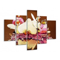 Glas schilderij Orchidee | Paars, Wit, Bruin | 100x70cm 5Luik