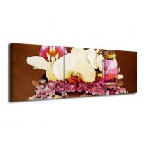 Glas schilderij Orchidee | Paars, Wit, Bruin | 120x40cm 3Luik