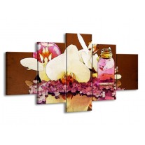 Canvas schilderij Orchidee | Paars, Wit, Bruin | 150x80cm 5Luik