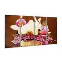 Glas schilderij Orchidee | Paars, Wit, Bruin | 160x80cm 4Luik