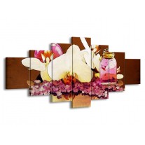 Canvas schilderij Orchidee | Paars, Wit, Bruin | 210x100cm 7Luik