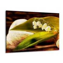 Glas schilderij Bloem | Groen, Wit, Bruin | 100x70cm 1Luik