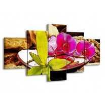 Canvas schilderij Orchidee | Paars, Groen, Bruin | 150x80cm 5Luik