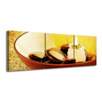 Glas schilderij Spa | Bruin, Geel, Zwart | 150x50cm 3Luik