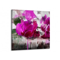 Glas schilderij Orchidee | Paars, Groen, Grijs | 70x70cm 1Luik