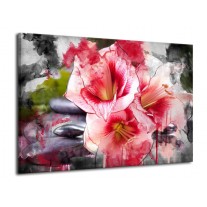 Glas schilderij Bloem | Rood, Wit, Grijs | 70x50cm 1Luik