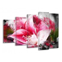 Glas schilderij Bloem | Roze, Wit, Grijs | 150x100cm 5Luik